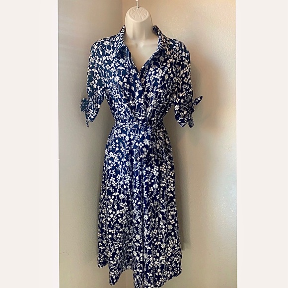 Calvin Klein Dresses & Skirts - Brand New Calvin Klein collared blue floral dress size 8